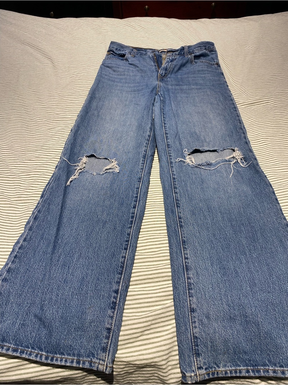 Levi's Blue Straight-Leg Distressed Jeans